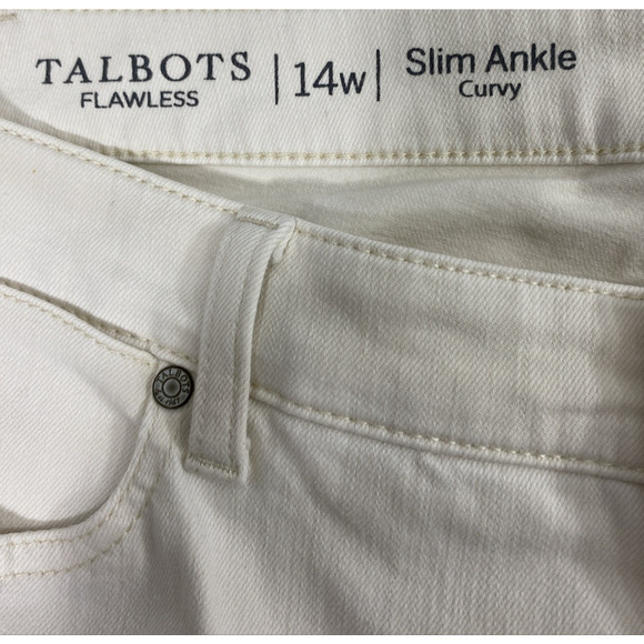 Talbots Slim Ankle Jeans Womens Size 14W Cream Straight Stretch Pockets - Picture 3 of 11